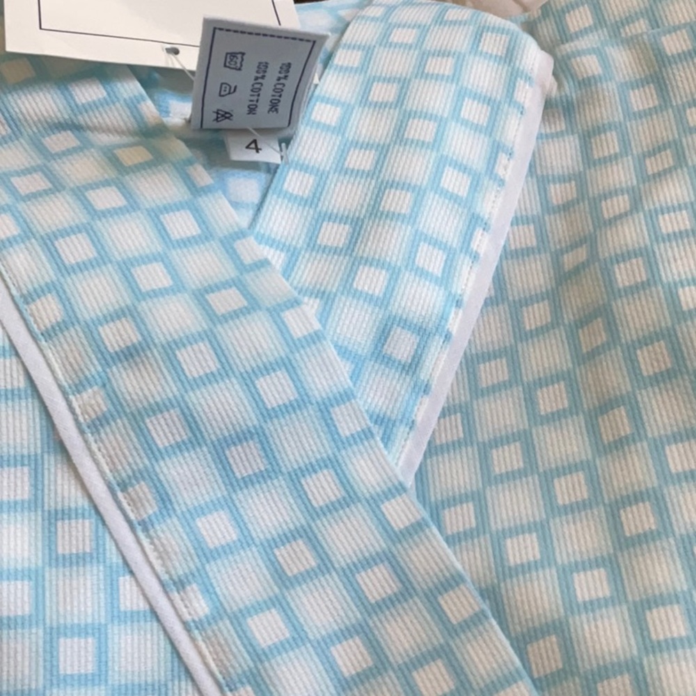 NWT BABY PRATESI turquoise and white robe 4 year old unisex - amazing gift